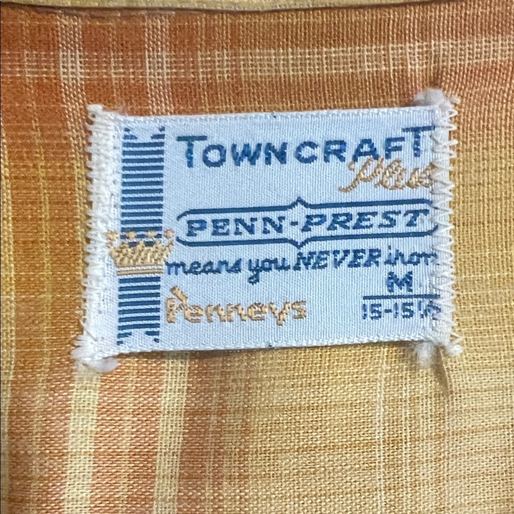 Vintage Towncraft Men's Orange Plaid Button Down Shirt - Picture 2 of 12
